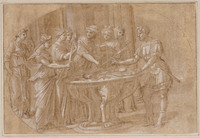 A 094
<br/>
Odysseus herkent Achilles onder de dochters van Lykomedes
<br/>
<em>Peruzzi, Baldassare Tommaso (1481-1536) - kopie naar</em>